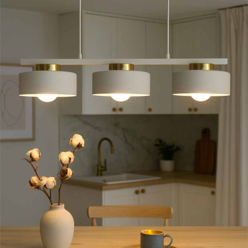 Závesný luster IGNIA 3xE27/60W/230V biela/zlatá