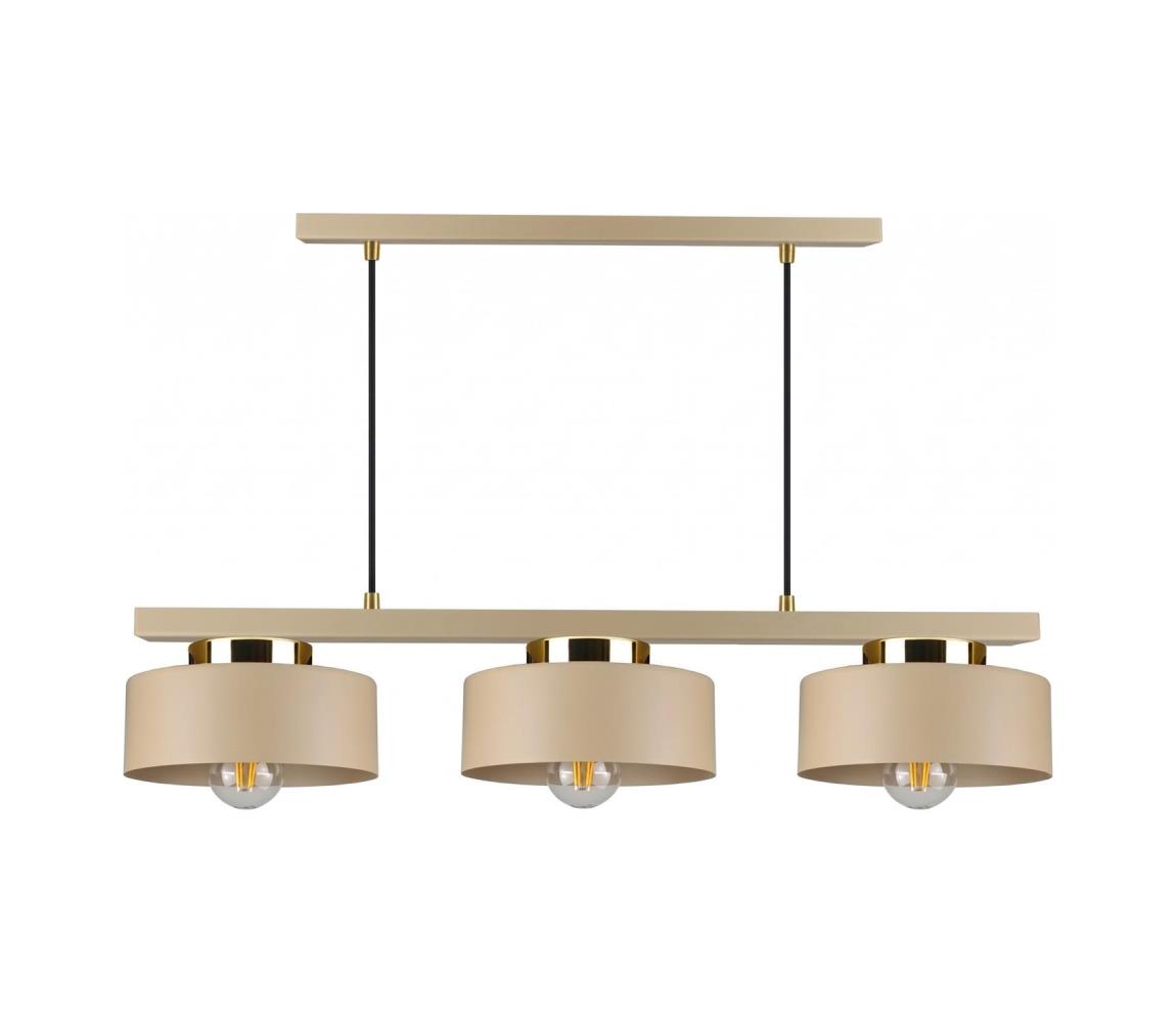 Keter Lighting Závesný luster IGNIA na lanku 3xE27/60W/230V béžová/zlatá 3392