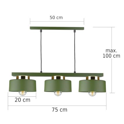 Závesný luster IGNIA na lanku 3xE27/60W/230V zelený
