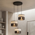 Závesný luster KARBON na lane 3xE27/15W/230V čierna/šedá