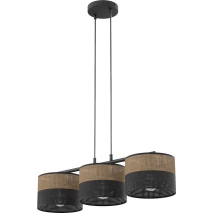 Závesný luster KARBON na lanku 3xE27/15W/230V čierna/hnedá