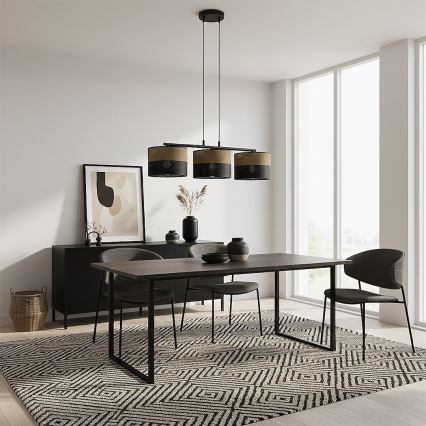 Závesný luster KARBON na lanku 3xE27/15W/230V čierna/hnedá