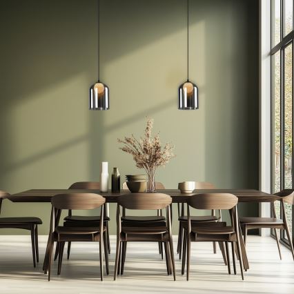 Závesný luster KLEA na lanku 1xG9/15W/230V dymovo čierny