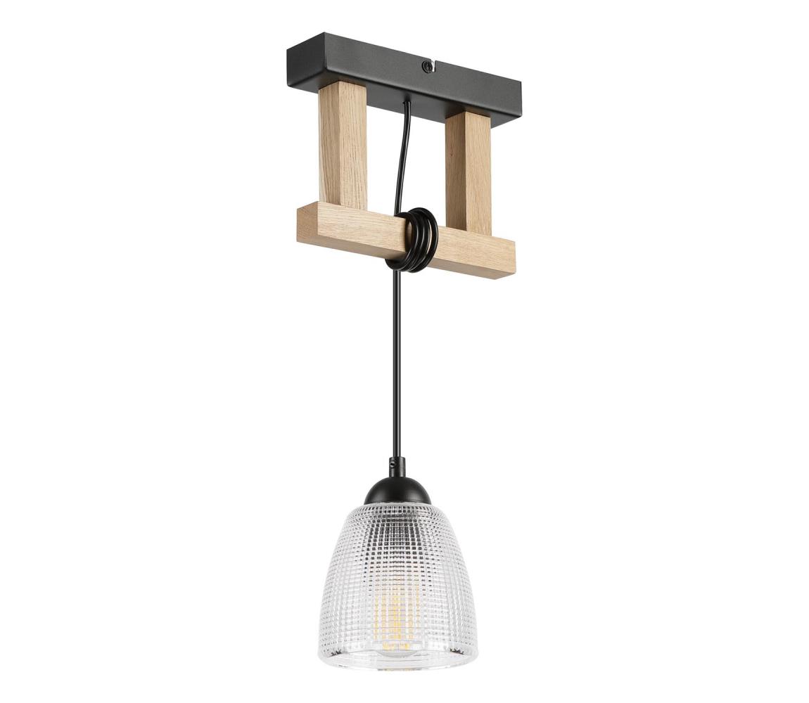 Závesný luster LEANDRA na lanku 1xE27/15W/230V dub/čierna LM-1.300/DĄB