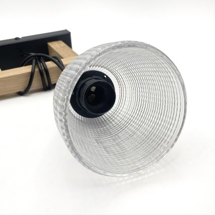 Závesný luster LEANDRA na lanku 1xE27/15W/230V dub/čierna