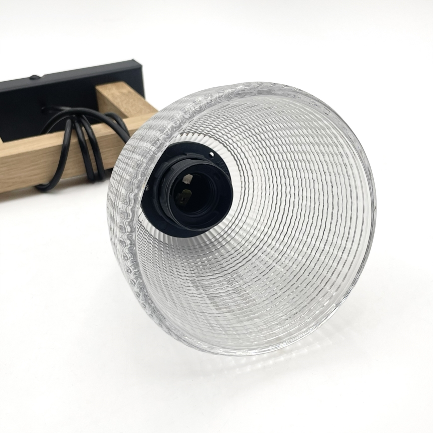 Závesný luster LEANDRA na lanku 1xE27/15W/230V dub/čierna