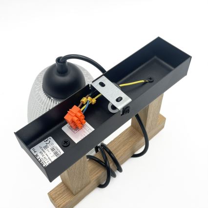 Závesný luster LEANDRA na lanku 1xE27/15W/230V dub/čierna