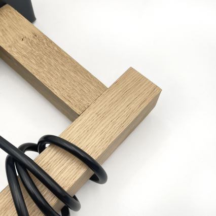 Závesný luster LEANDRA na lanku 1xE27/15W/230V dub/čierna