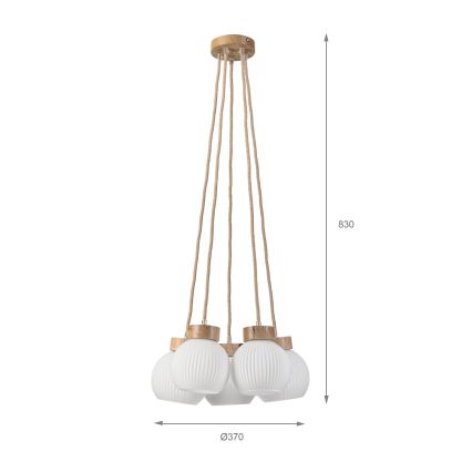 Závesný luster LOOMIS na lanku 5xE27/15W/230V 83 cm béžová/dub