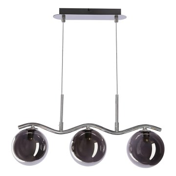 Závesný luster LUMOS na lanku 3xG9/20W/230V dymovo čierny