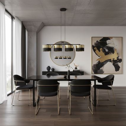 Závesný luster LUX na lanku 4xE27/15W/230V čierna/zlatá