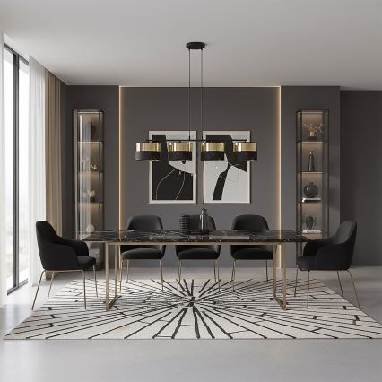 Závesný luster LUX na lanku 4xE27/15W/230V čierna/zlatá