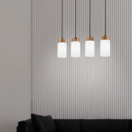 Závesný luster MARKUS 4xE27/15W/230V čierna/dub