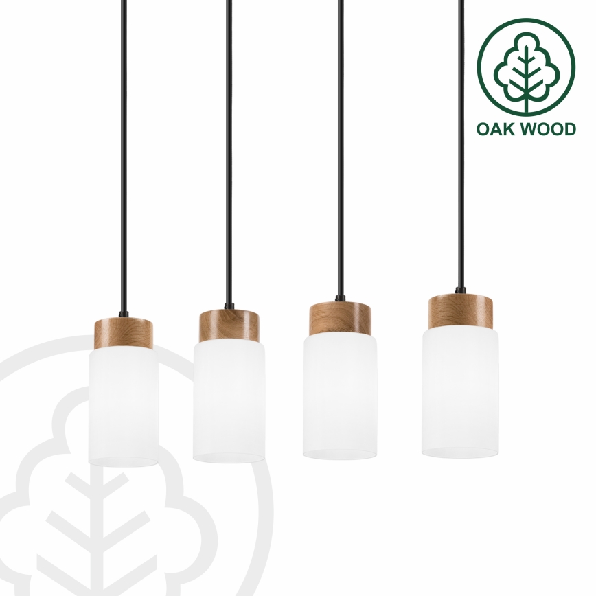 Závesný luster MARKUS 4xE27/15W/230V čierna/dub