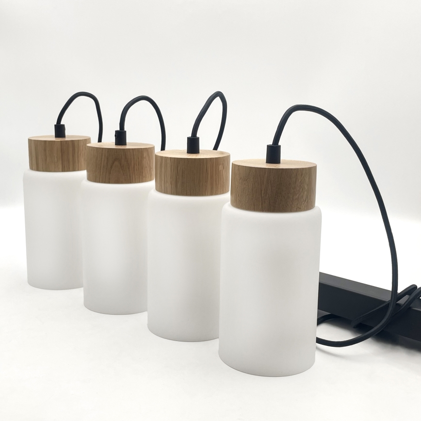 Závesný luster MARKUS 4xE27/15W/230V čierna/dub