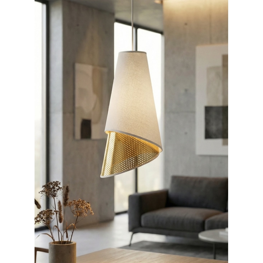 Závesný luster MODA 1xE27/15W/230V biela/zlatá