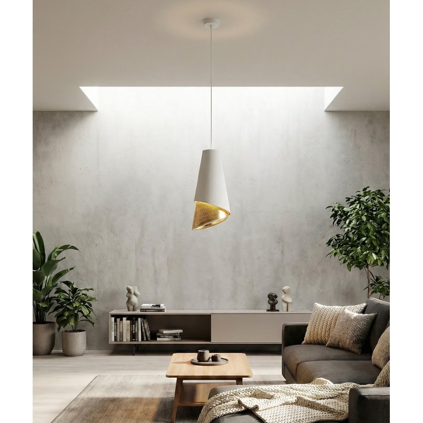Závesný luster MODA 1xE27/15W/230V biela/zlatá