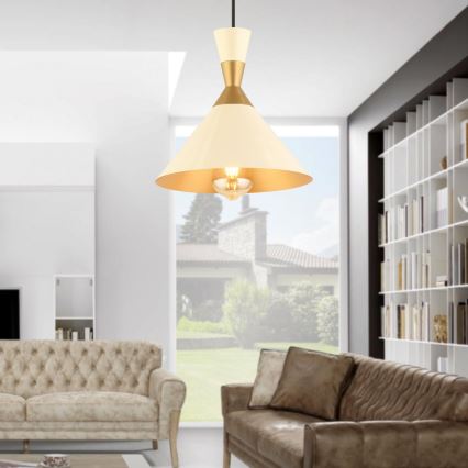 Závesný luster MONZA 1xE27/40W/230V pr. 25 cm krémový/brončový
