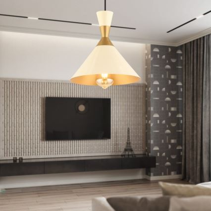 Závesný luster MONZA 1xE27/40W/230V pr. 25 cm krémový/brončový