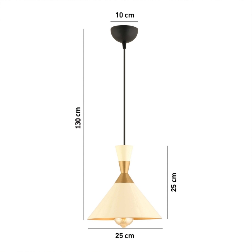 Závesný luster MONZA 1xE27/40W/230V pr. 25 cm krémový/brončový