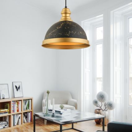 Závesný luster MONZA 1xE27/40W/230V pr. 29 cm čierny/brončový