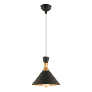 Závesný luster MONZA na lanku 1xE27/40W/230V pr. 25 cm čierna/zlatá