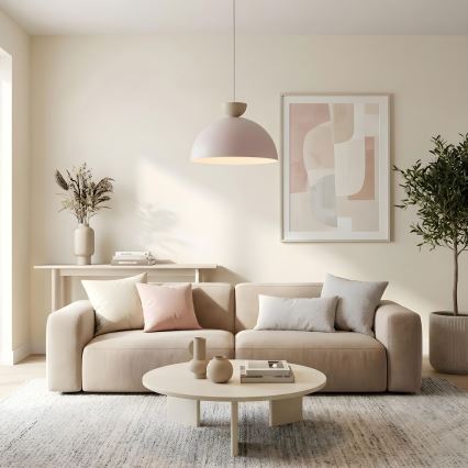 Závesný luster na kábli NEVIS 1xE27/15W/230V pr. 50 cm krémový