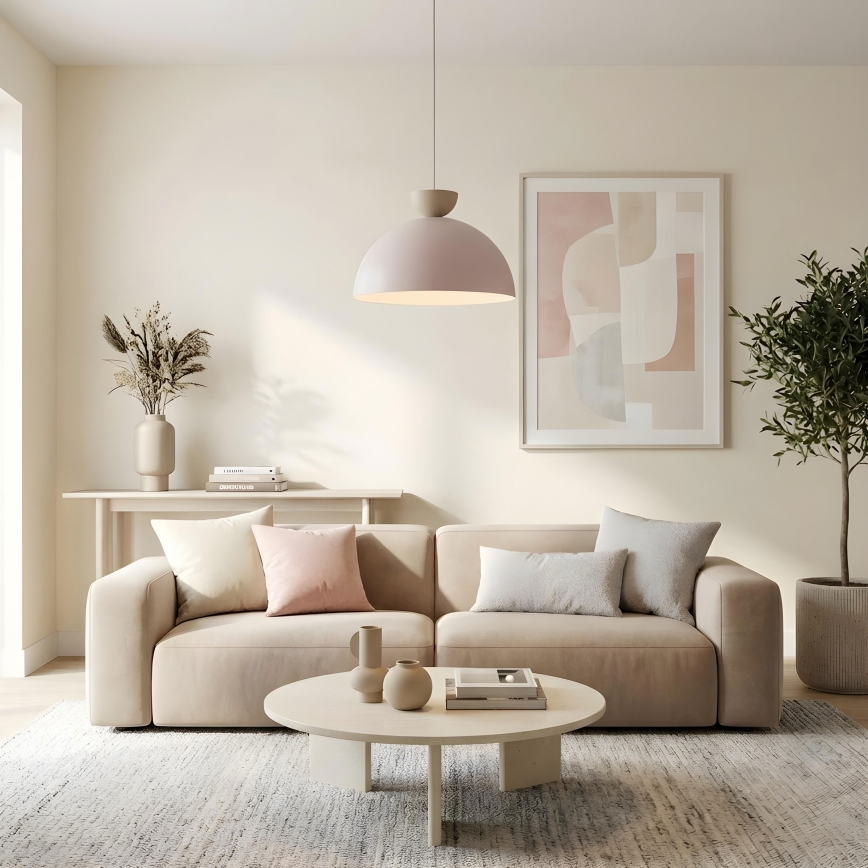 Závesný luster na kábli NEVIS 1xE27/15W/230V pr. 50 cm krémový