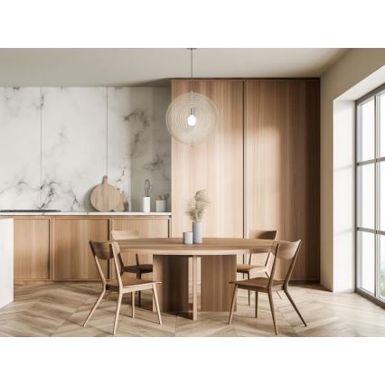 Závesný luster na lane 1xE27/60W/230V pr. 43,5 cm masív/dyha/buk/kaučukovník