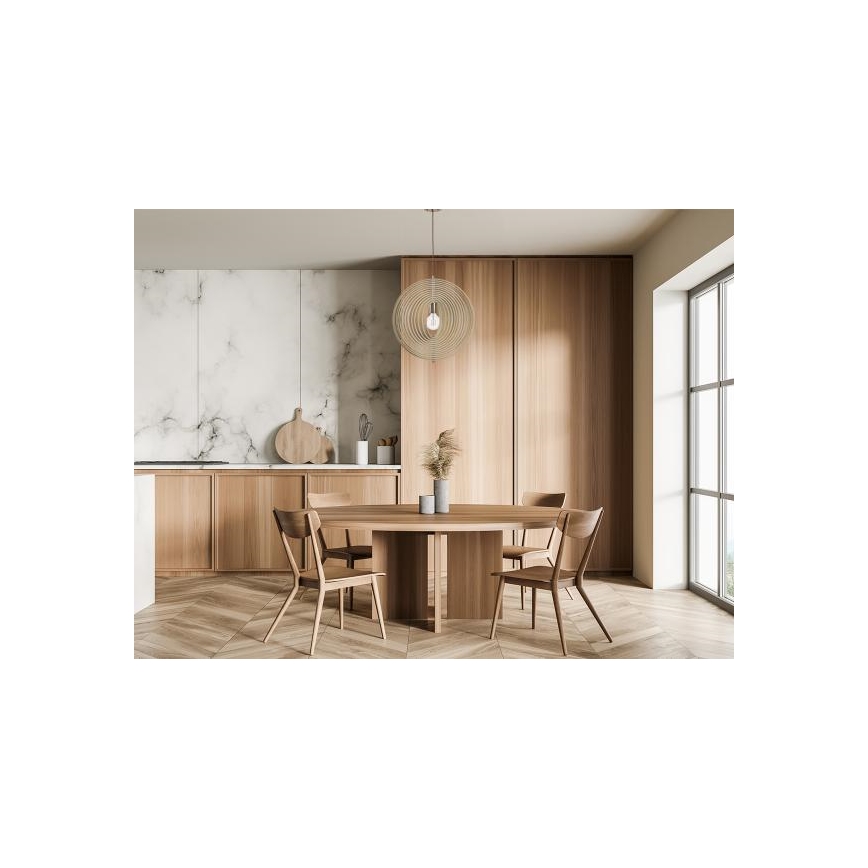 Závesný luster na lane 1xE27/60W/230V pr. 43,5 cm masív/dyha/buk/kaučukovník