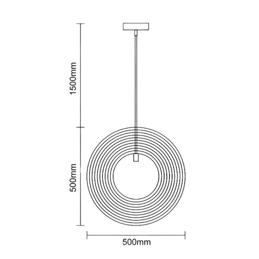 Závesný luster na lane 1xE27/60W/230V, priemer 50 cm, masívna dýha z kaučukovníka
