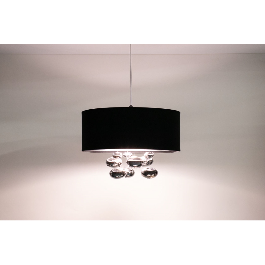 Závesný luster na lane BUBBLE 1xE27/60W/230V, priemer 50 cm, čierny