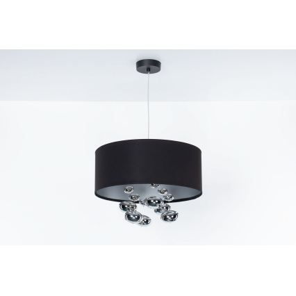 Závesný luster na lane BUBBLE 1xE27/60W/230V, priemer 50 cm, čierny