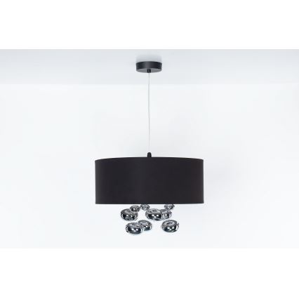 Závesný luster na lane BUBBLE 1xE27/60W/230V, priemer 50 cm, čierny