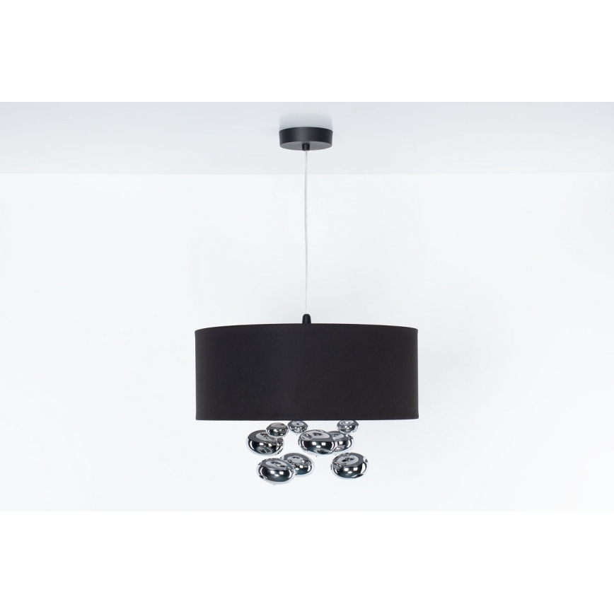 Závesný luster na lane BUBBLE 1xE27/60W/230V, priemer 50 cm, čierny