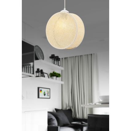 Závesný luster na lane DRUM 1xE27/60W/230V krémový