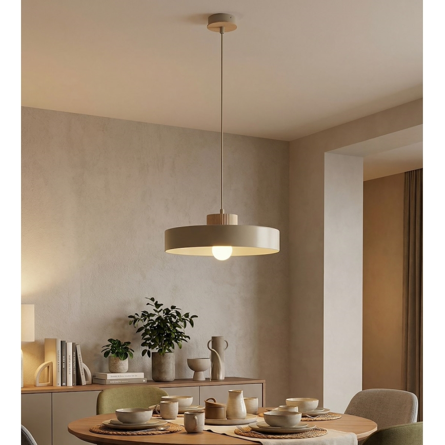 Závesný luster na lane KIVI 1xE27/15W/230V béžový