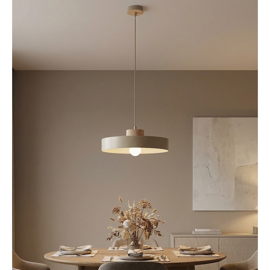 Závesný luster na lane KIVI 1xE27/15W/230V béžový