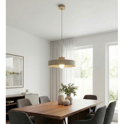 Závesný luster na lane KIVI 1xE27/15W/230V béžový