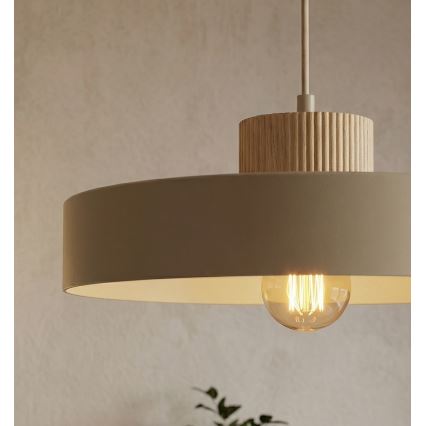 Závesný luster na lane KIVI 1xE27/15W/230V béžový