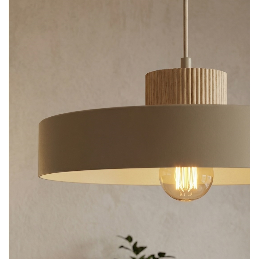 Závesný luster na lane KIVI 1xE27/15W/230V béžový