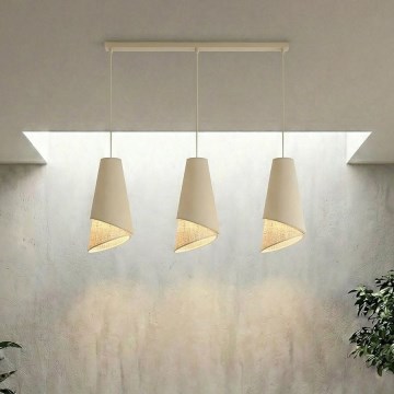 Závesný luster na lane MODA 3xE27/15W/230V béžová/ratan