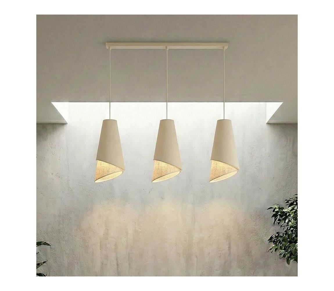 EMIBIG Závesný luster na lane MODA 3xE27/15W/230V béžová/ratan 1620/3