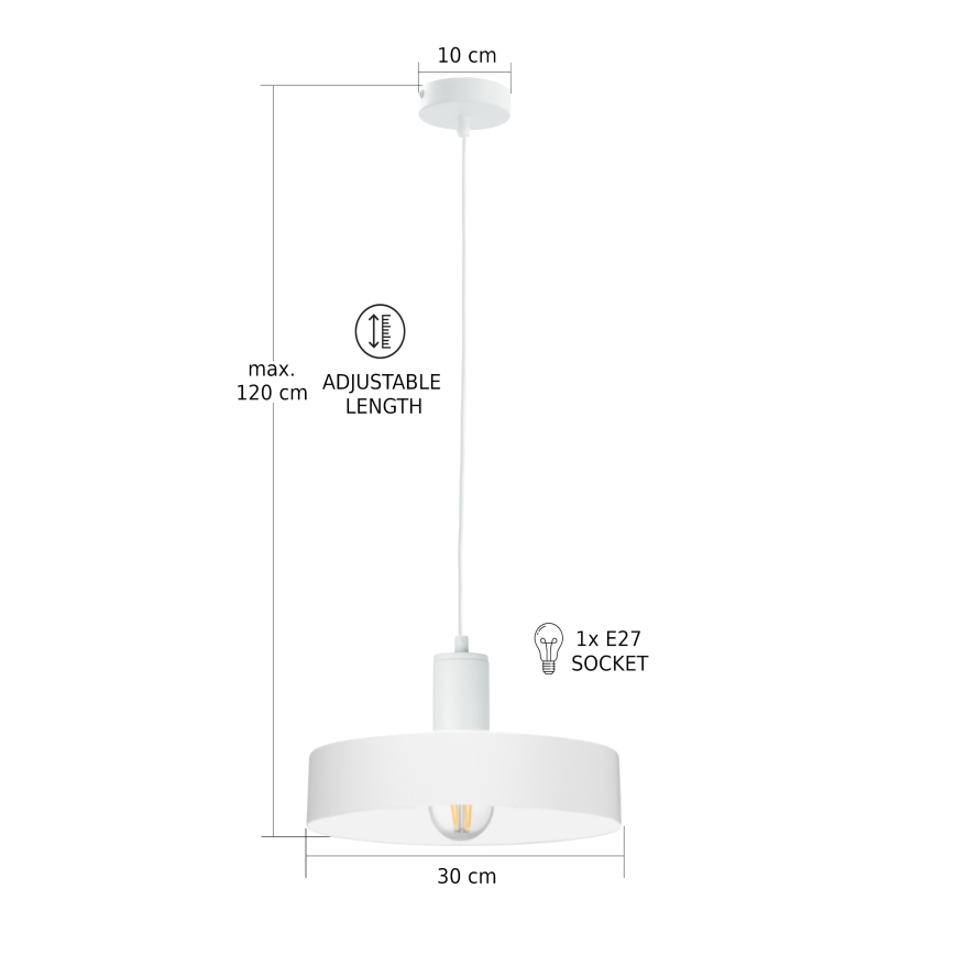 Závesný luster na lankách ARCANE 1xE27/60W/230V biela
