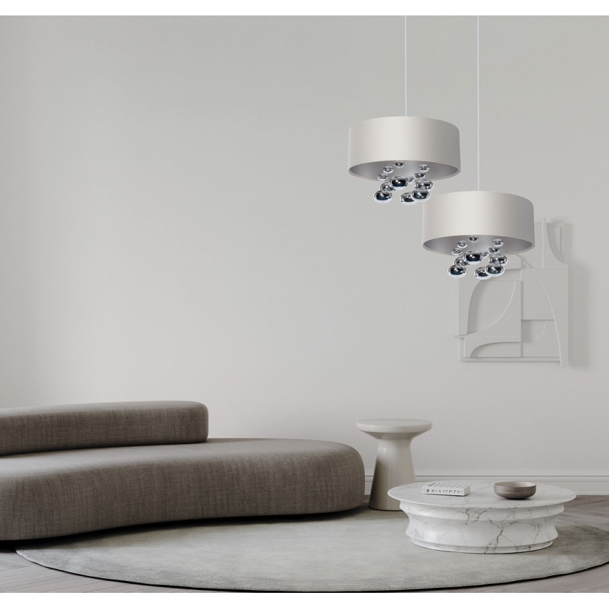 Závesný luster na lankách BUBBLE 1xE27/60W/230V, priemer 40 cm, biela