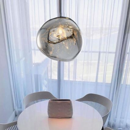 Závesný luster na lankách CRUMPLED 1xE27/24W/230V pr. 36 cm dymový