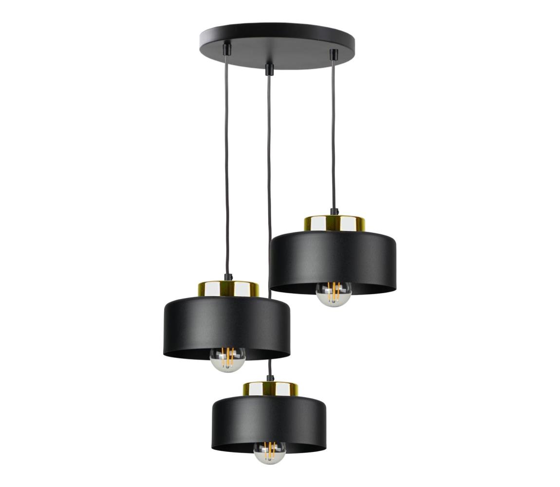 Keter Lighting Závesný luster na lankách IGNIA 3xE27/60W/230V čierna/zlatá 3398