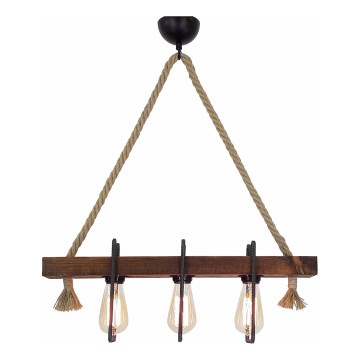 Závesný luster na lankách KUTUK 3xE27/40W/230V borovica
