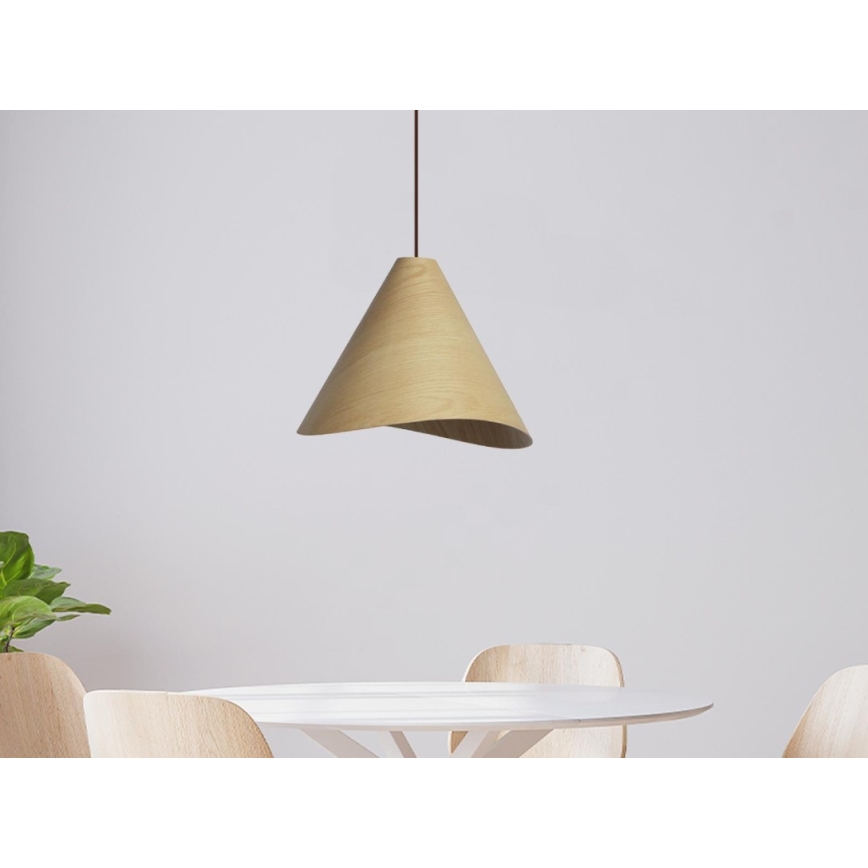 Závesný luster na lanku 1xE27/60W/230V pr. 33 cm masív/dub/kaučukovník