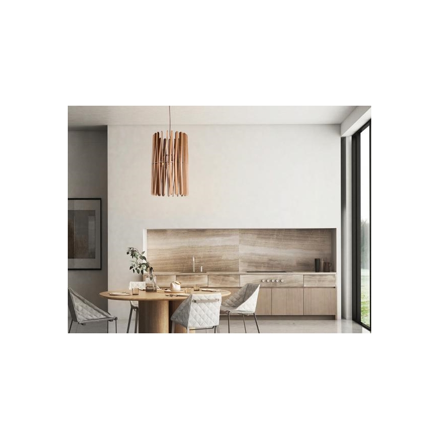 Závesný luster na lanku 1xE27/60W/230V pr. 38 cm masív/jaseň/kaučukovník